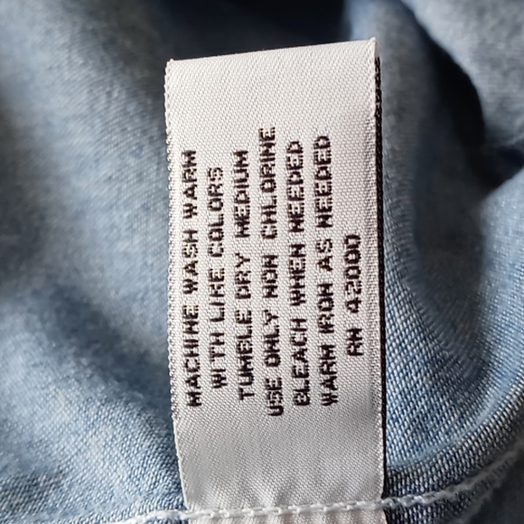 Basics Edition Men's Blue Denim Button Up 100% Cotton Shirt Sz XL - Picture 9 of 11